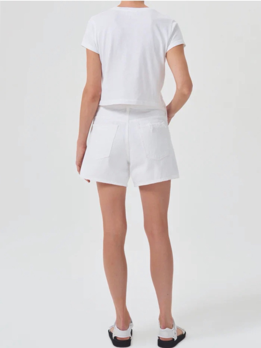 NWT AGOLDE - Parker Long Short in Dough WHITE - Picture 2 of 8